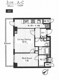 グラマシー恵比寿 203 間取り図