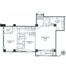 表参道コート (Omotesando Court) 201W 間取り図