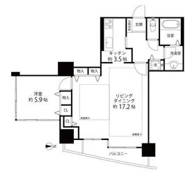 河田町ガーデン 1-1107 間取り図