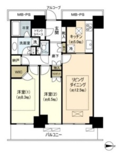 Wコンフォートタワーズ EAST 13階 間取り図