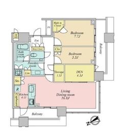 ブリリアタワーズ目黒 36階 間取り図