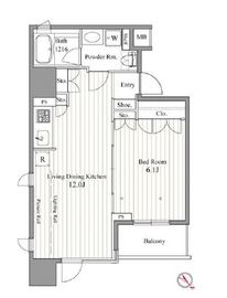 レジディア東銀座 404 間取り図