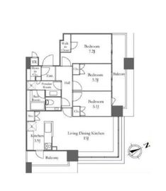 ブリリアタワーズ目黒 19階 間取り図