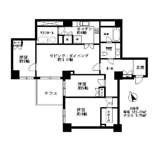 ペアシティルネッサンス 8階 間取り図