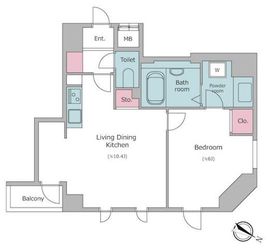 レジディア三越前 1301 間取り図