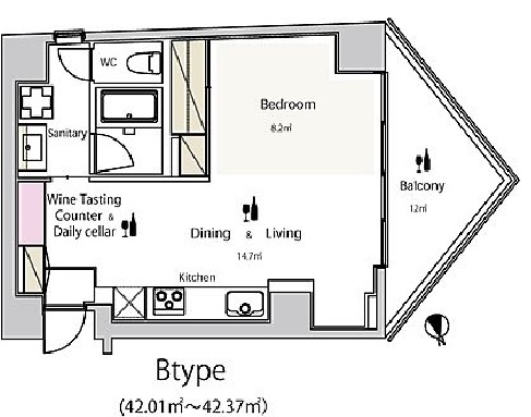 ワインアパートメント 7階 間取り図