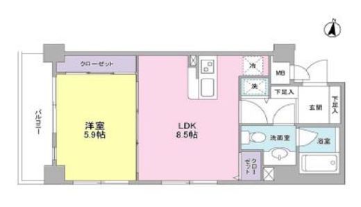 ボヌール都立大学壱番館 403 間取り図