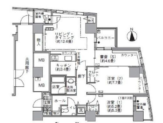 アクティ汐留 1701 間取り図