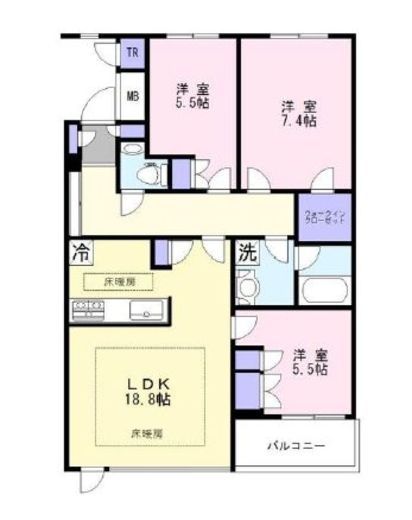 ザ・諏訪山レジデンス 3階 間取り図