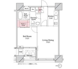 パークキューブ八丁堀 1403 間取り図