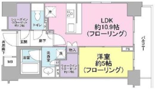 パークリュクス市谷薬王寺 6階 間取り図