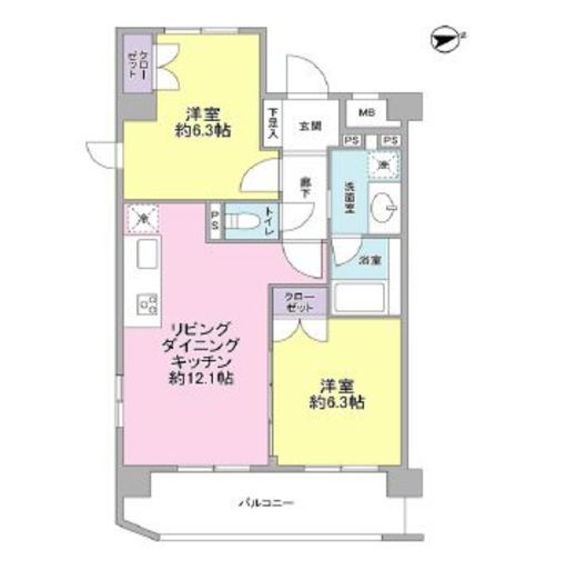 カルディア西馬込 301 間取り図
