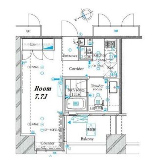 ザ・タワー芝浦 7階 間取り図