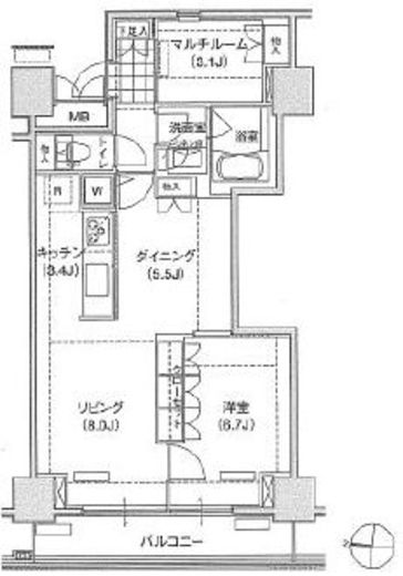 ブリリアイスト東雲キャナルコート 1305 間取り図