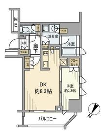 クオリア三田 8階 間取り図