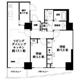 河田町ガーデン 1-1209 間取り図