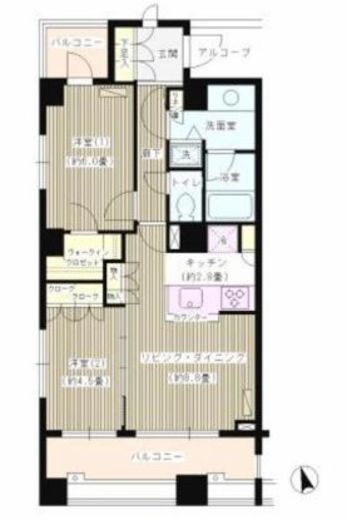 パークホームズ市ヶ谷薬王寺 2階 間取り図