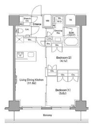 ザ・パークハビオ巣鴨 1302 間取り図