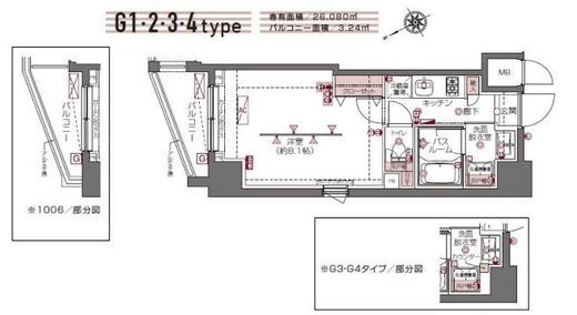 ZOOM白金高輪 10階 間取り図