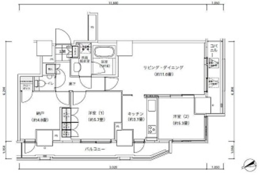パークキューブ愛宕山タワー 1102 間取り図