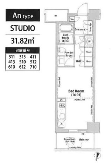 飯田橋ガーデンフラッツ 413 間取り図