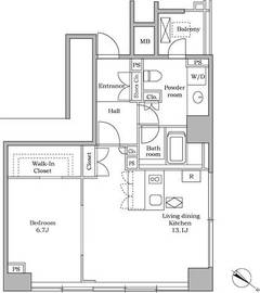 マジェスタワー六本木 14階 間取り図