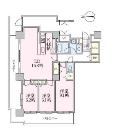 ロイヤルパークスタワー南千住 3401 間取り図