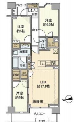 プラウド桜新町 1階 間取り図