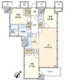 ザ・東京タワーズ ミッドタワー 54階 間取り図