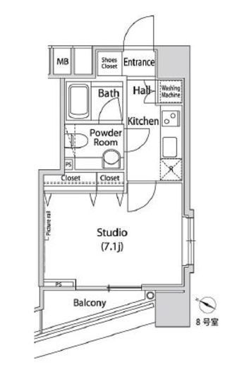 ファーストリアルタワー新宿 1508 間取り図