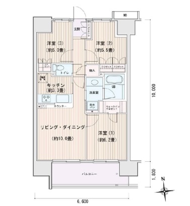 エスティメゾン豊洲レジデンス B1011 間取り図