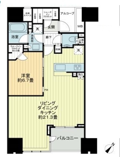 ザ・パークハウス日本橋大伝馬町 6階 間取り図