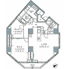 パークハビオ麻布台 801 間取り図