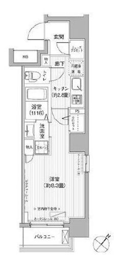 エムズサニーパレス月島 702 間取り図