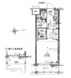 ハーモニーレジデンス新宿御苑 THE WEST 1階 間取り図