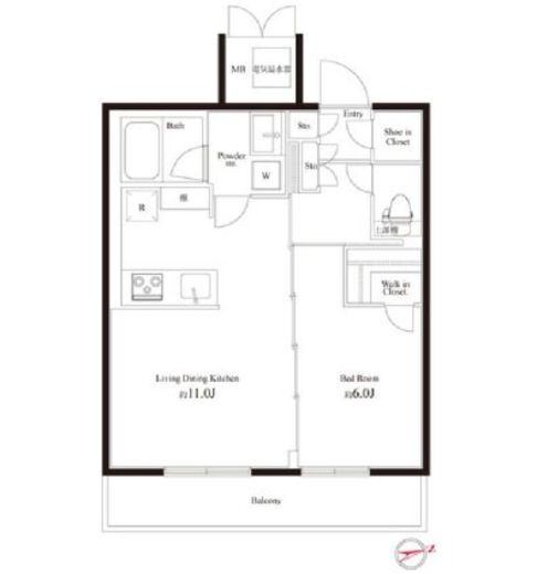 ハーモニーレジデンス新宿御苑 THE WEST 4階 間取り図