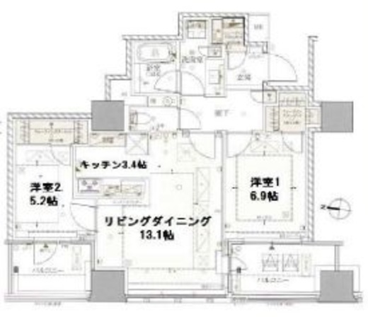 ザ・パークハウス白金二丁目タワー 21階 間取り図