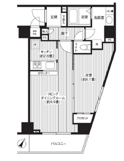 カスタリア初台 1203 間取り図
