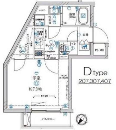 ディアレイシャス池尻大橋 207 間取り図