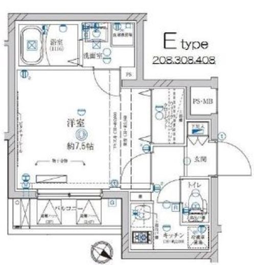 ディアレイシャス池尻大橋 208 間取り図