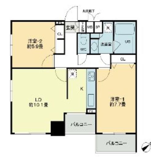 クロスレジデンス蒲田 1305 間取り図