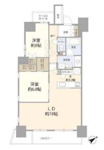 ザ・プレミアスカイ品川中延 14階 間取り図