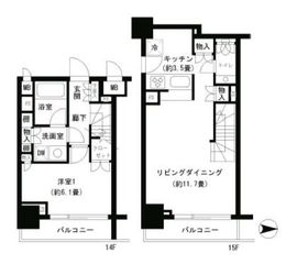 パークキューブ神田 1408 間取り図