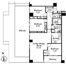 アクシアフォレスタ麻布 7階 間取り図