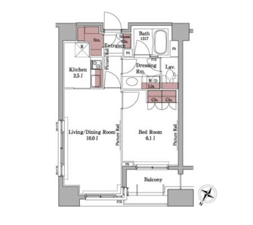 パークアクシス白金台 707 間取り図