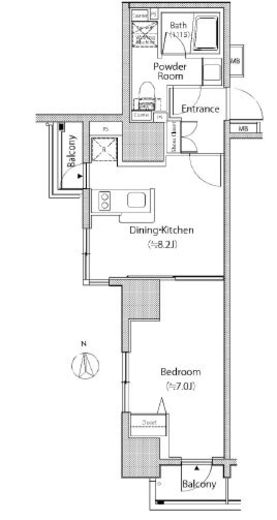 セレニティコート渋谷神泉 13F1 間取り図