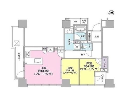 ライオンズタワー目黒川 14階 間取り図