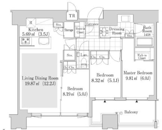 大崎ガーデンレジデンス 1507 間取り図