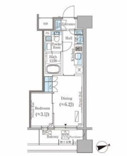 パークアクシス御茶ノ水ヒルトップ 410 間取り図