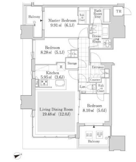 大崎ガーデンレジデンス 1903 間取り図